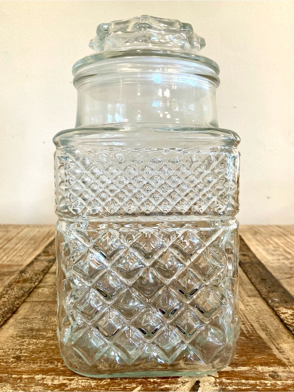 Vintage Anchor Hocking Wexford Clear Glass Lidded Canister Jar Food Storage - Picture 5 of 15